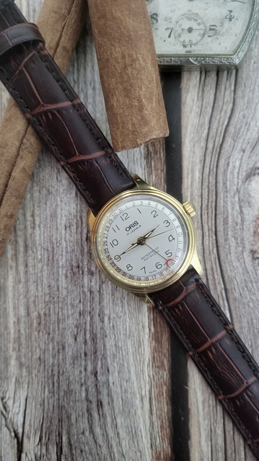 정품 빈티지 오리스 포인터 데이트 빅크라운 수동 시계 상품이미지6