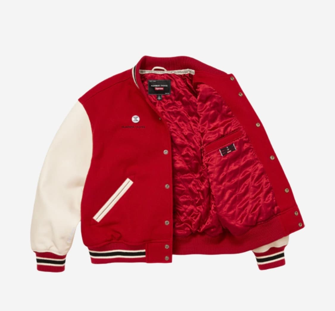 슈프림 x 넘버나인 미키마우스 바시티 자켓 레드 상품이미지3