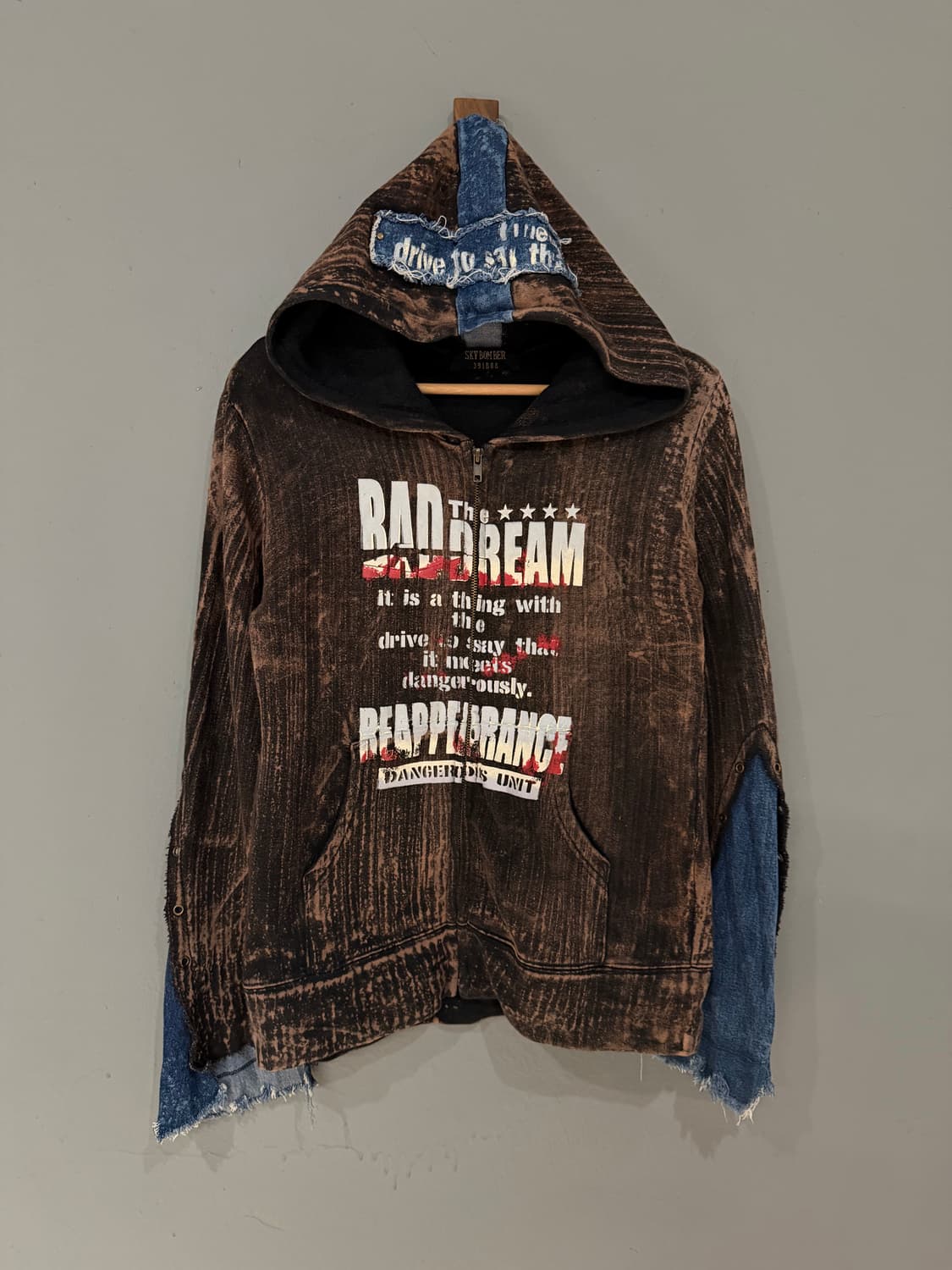 Sky bomber grunge printing hood zip-up  상품이미지6