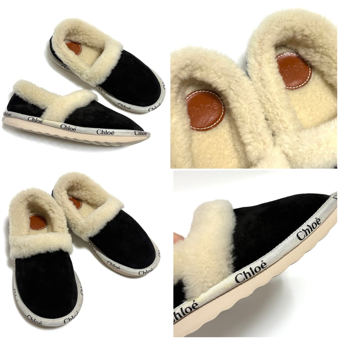 Chloe 끌로에 우디 양모 시어링 스웨이드 퍼 슬립온225-230 상품이미지3