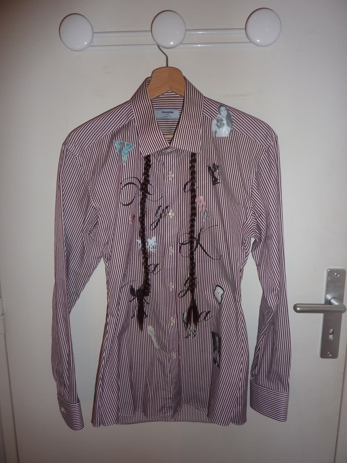 Braided long hair stripe shirt 상품이미지1