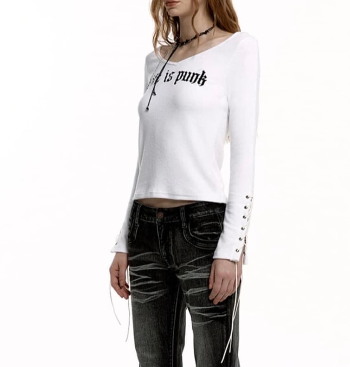 러프넥 브러쉬드 아일렛 슬리브 BRUSHED EYELET SLEEVE 상품이미지3