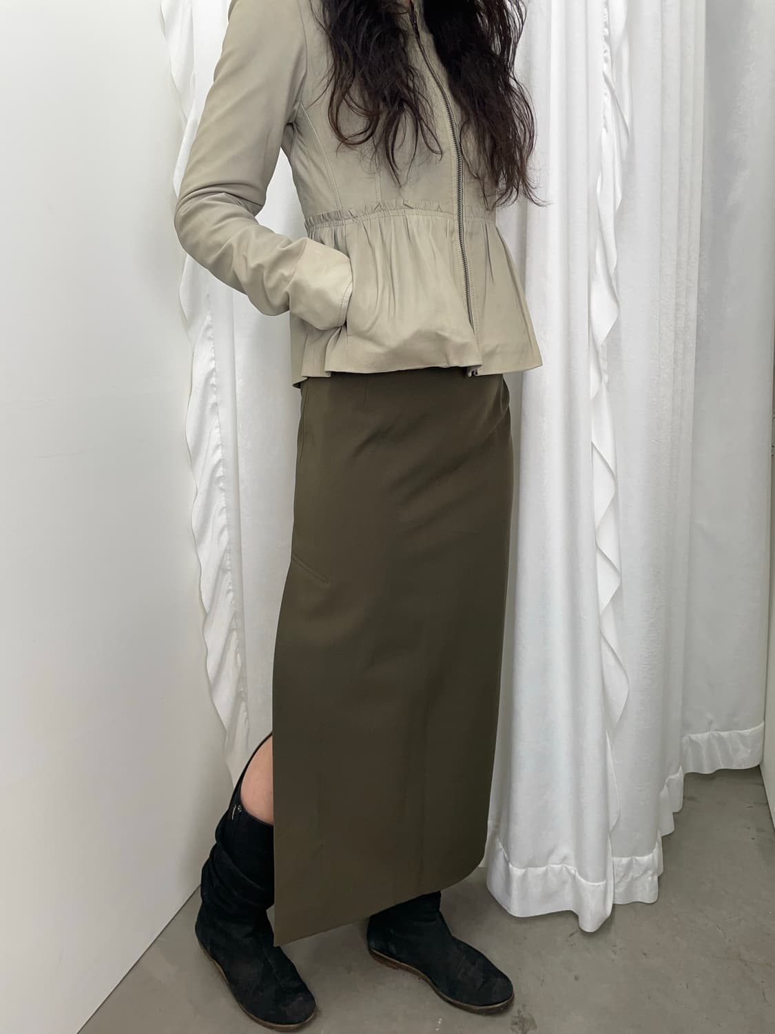 Hiroko bis 카키 롱 스커트 상품이미지1