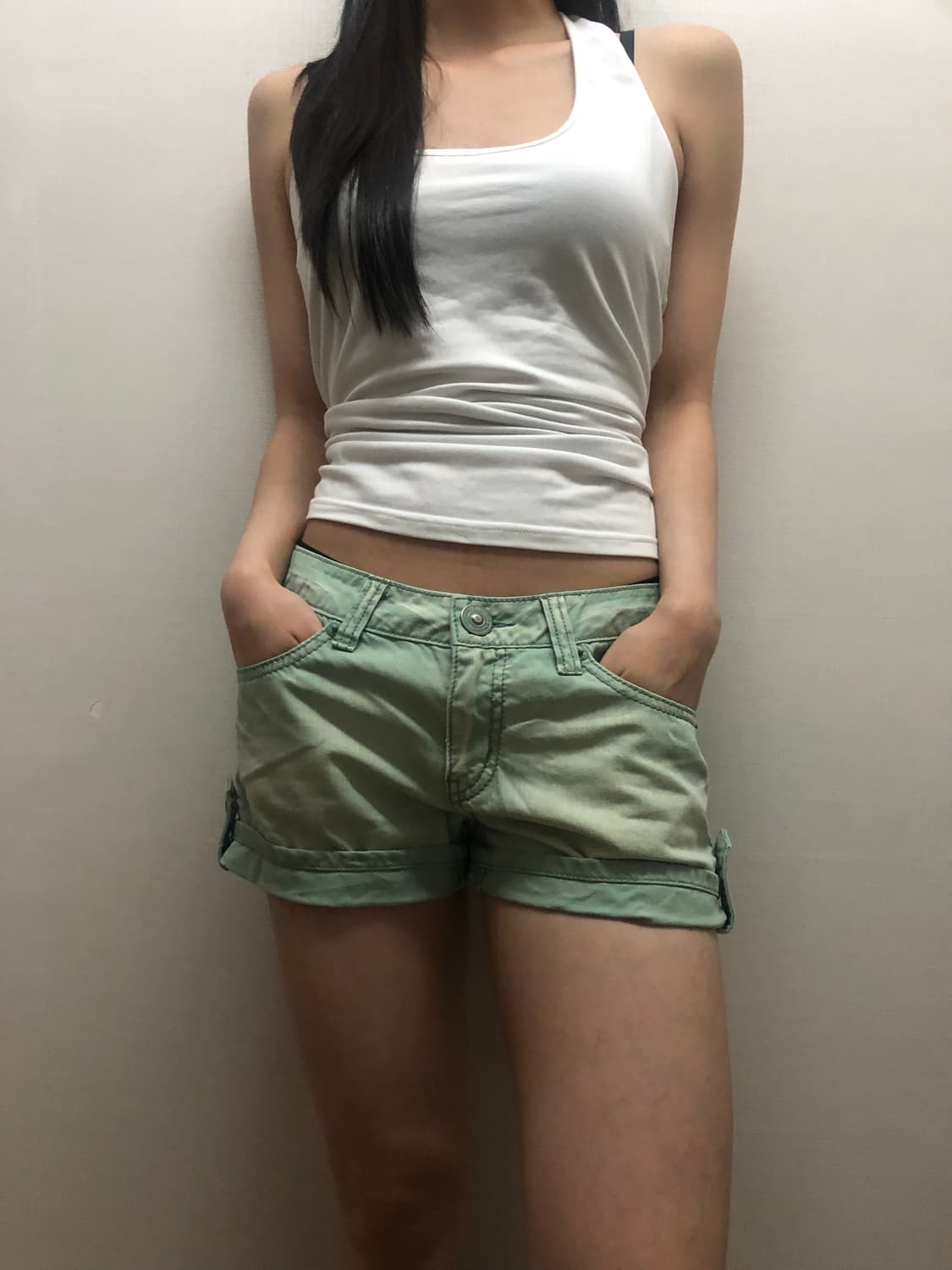 빈티지 민트 데님 워싱 팬츠 상품이미지3