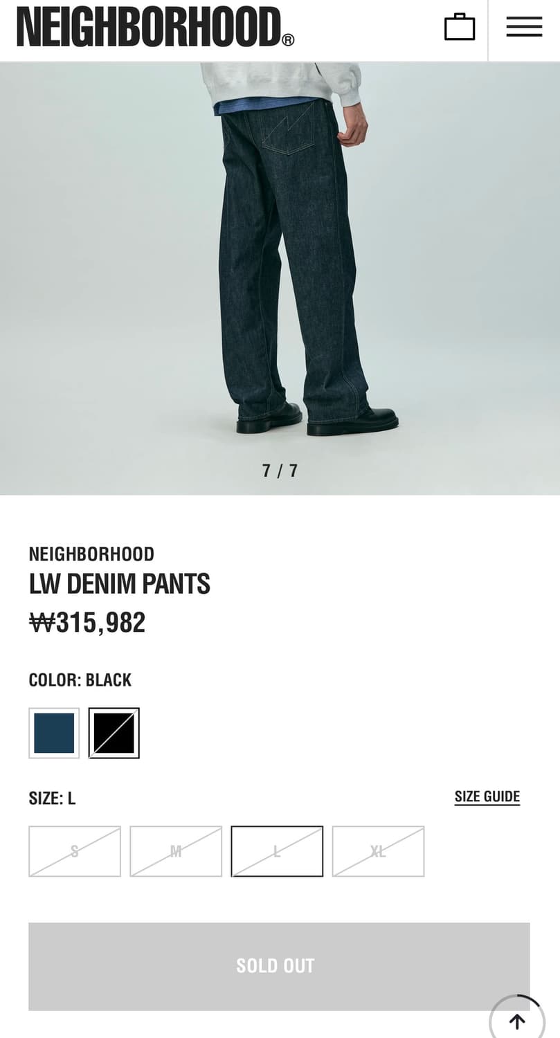 네이버후드 신상 데님팬츠 블랙 m사이즈 상품이미지2