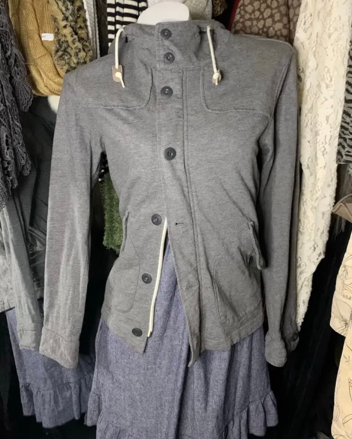 y2k 빈티지 투웨이 그레이 후드 자켓 상품이미지3