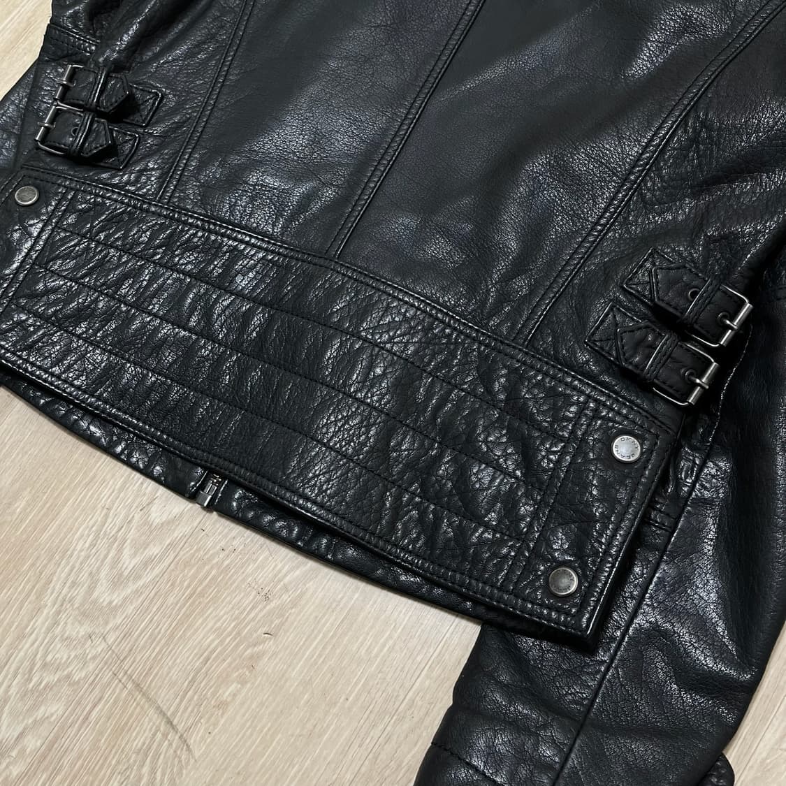 DKNY JEANS 클래식 천연 소가죽 싱글 라이더 가죽자켓 S 상품이미지7