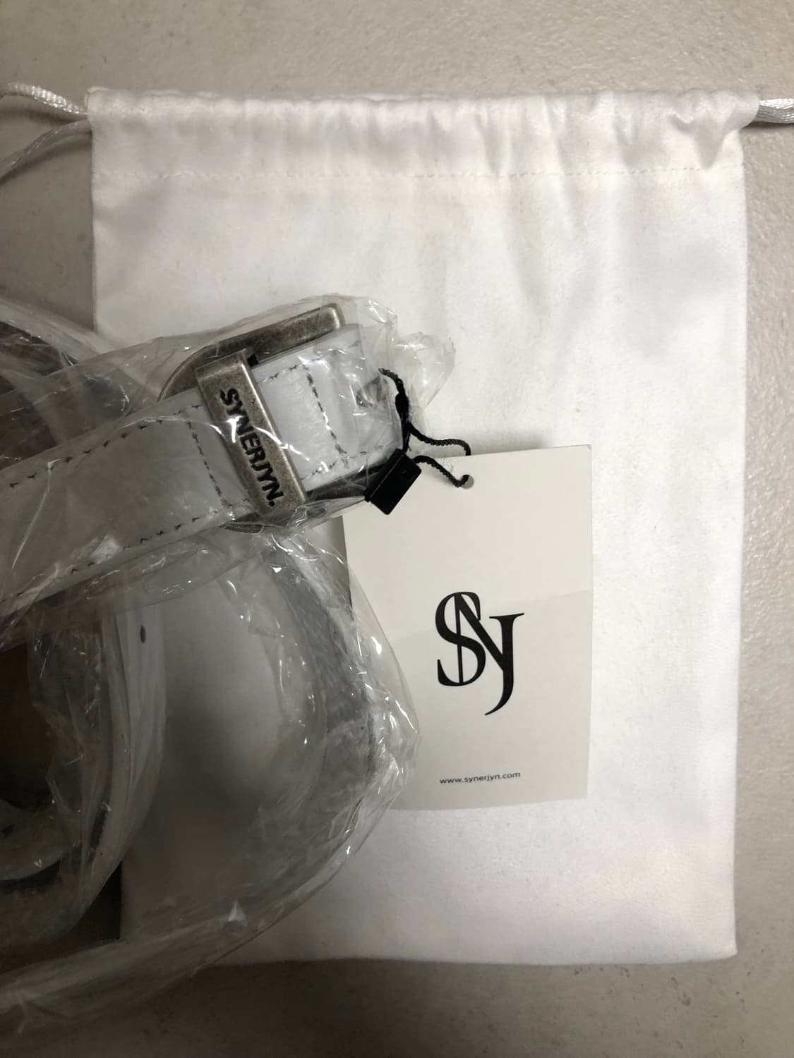 시너진 VINTAGE LEATHER BELT 화이트 상품이미지2