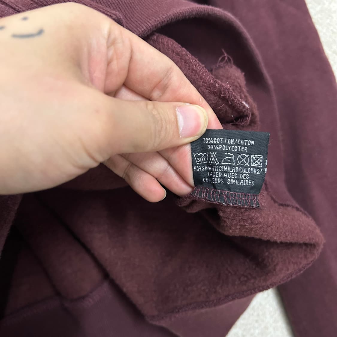  (XL) 90s 쇼트 버건디 코튼 집업 상품이미지7