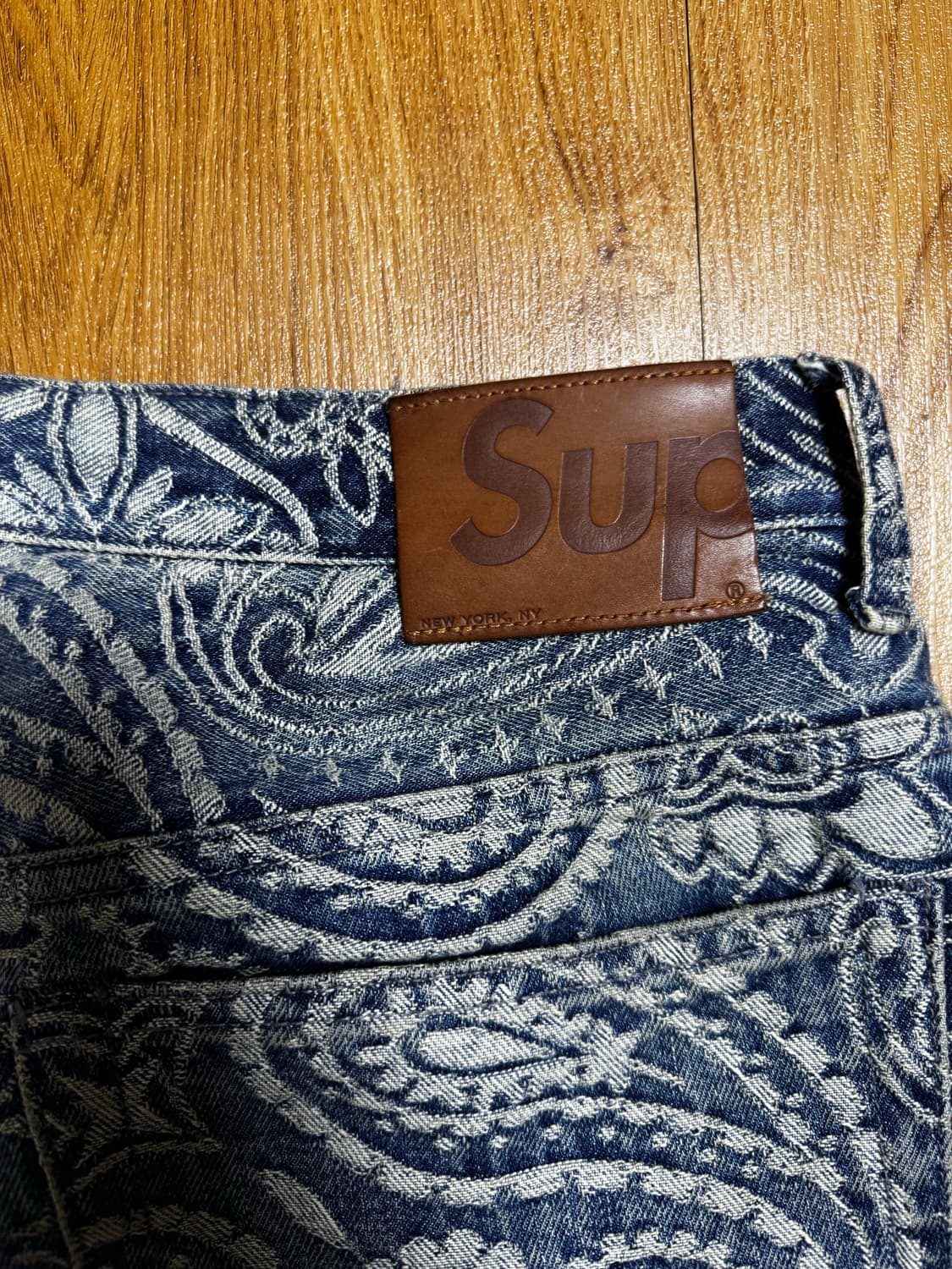 34)슈프림 자카드 반다나 배기진 블루 상품이미지8