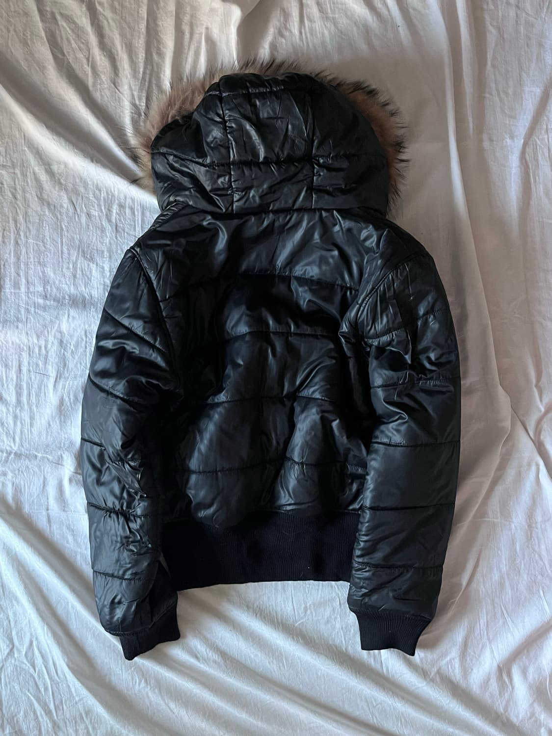 Black Fur Zip Details Puffer Jacket 상품이미지5