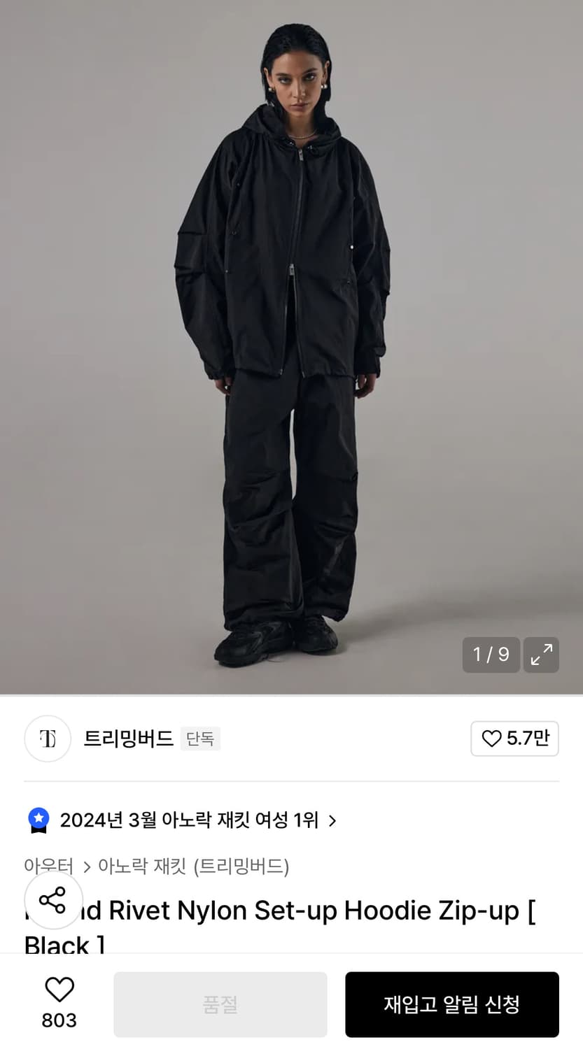 [트리밍버드]트밍 리벳 나일론 바람막이 상품이미지1
