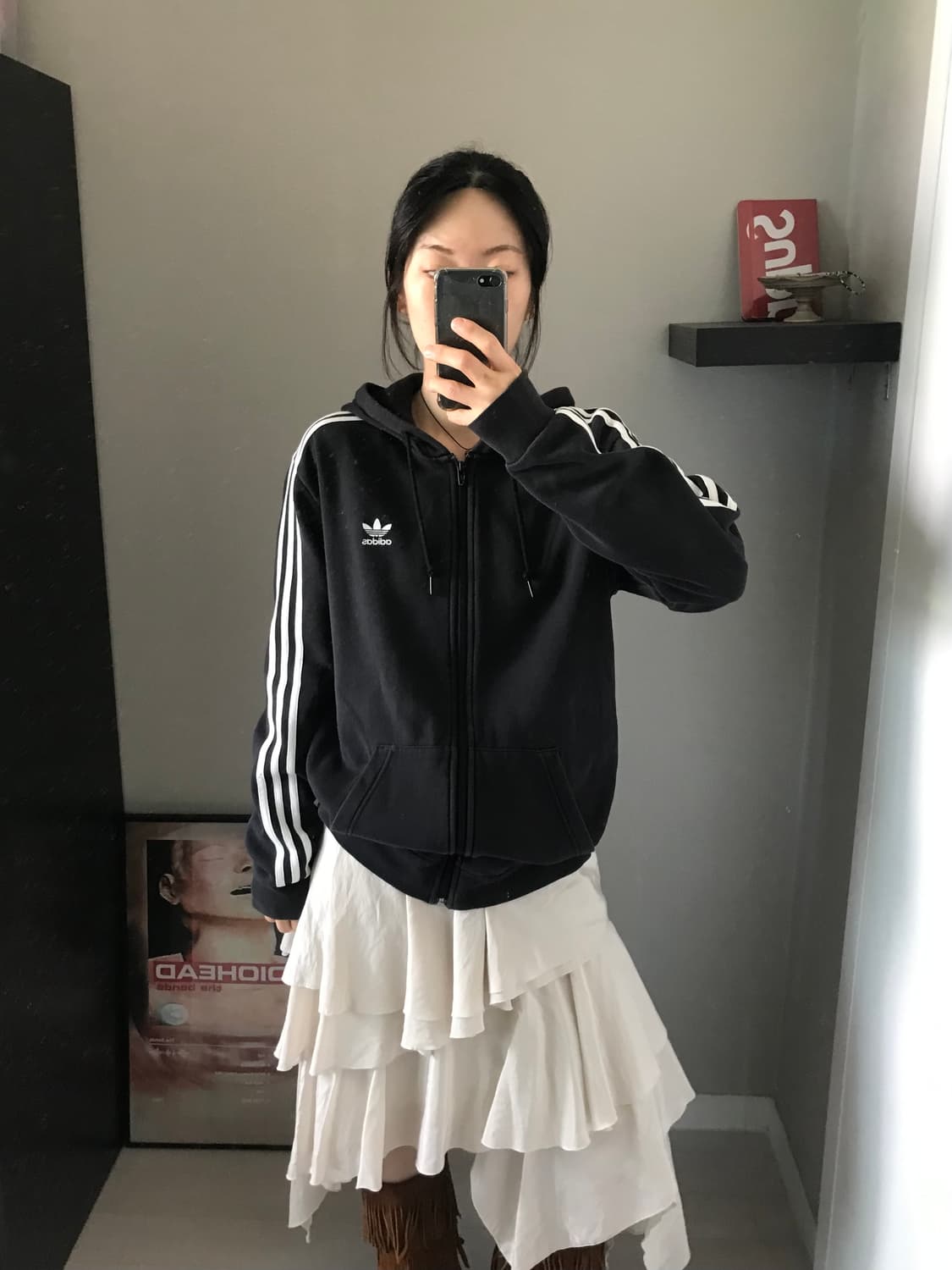 아디다스 트레포일 사이드라인 블랙 후드집업 상품이미지1