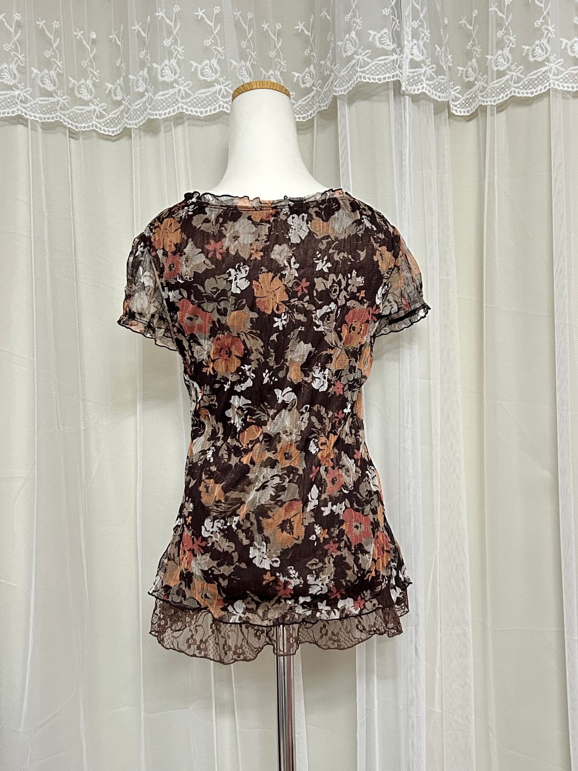 초코브라운 오리엔탈 플로럴 아일렛 탑 로사체리맛 상품이미지3