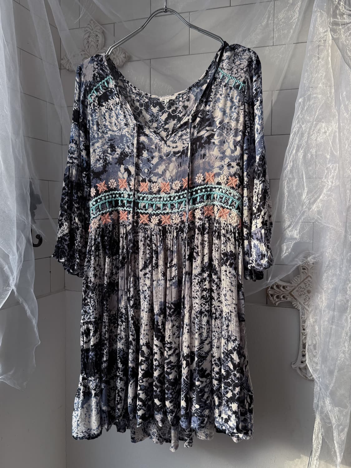 Floral Embroidered Tie-Dye Dress 0409 상품이미지7