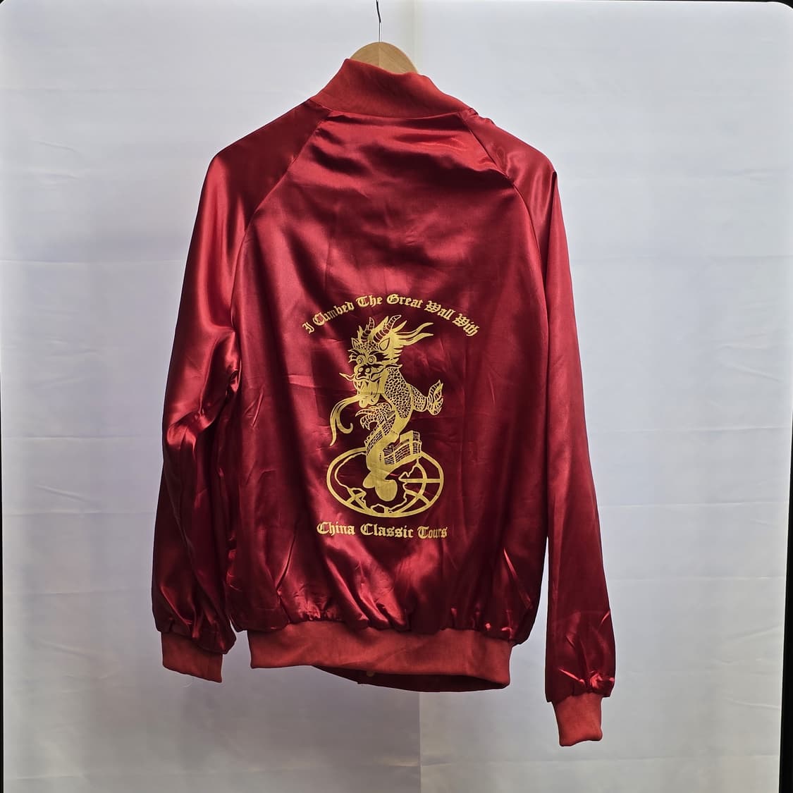 Yishina 사틴(새틴) 스타디움 재킷 레드 L 드래곤 백프린트 상품이미지2
