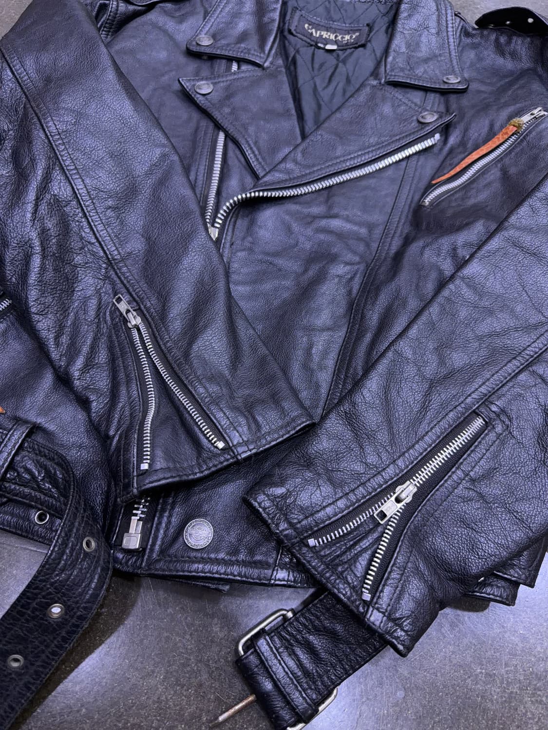 카프리치오 소가죽 바이크 레더 벨티드 라이더자켓 XL 상품이미지9