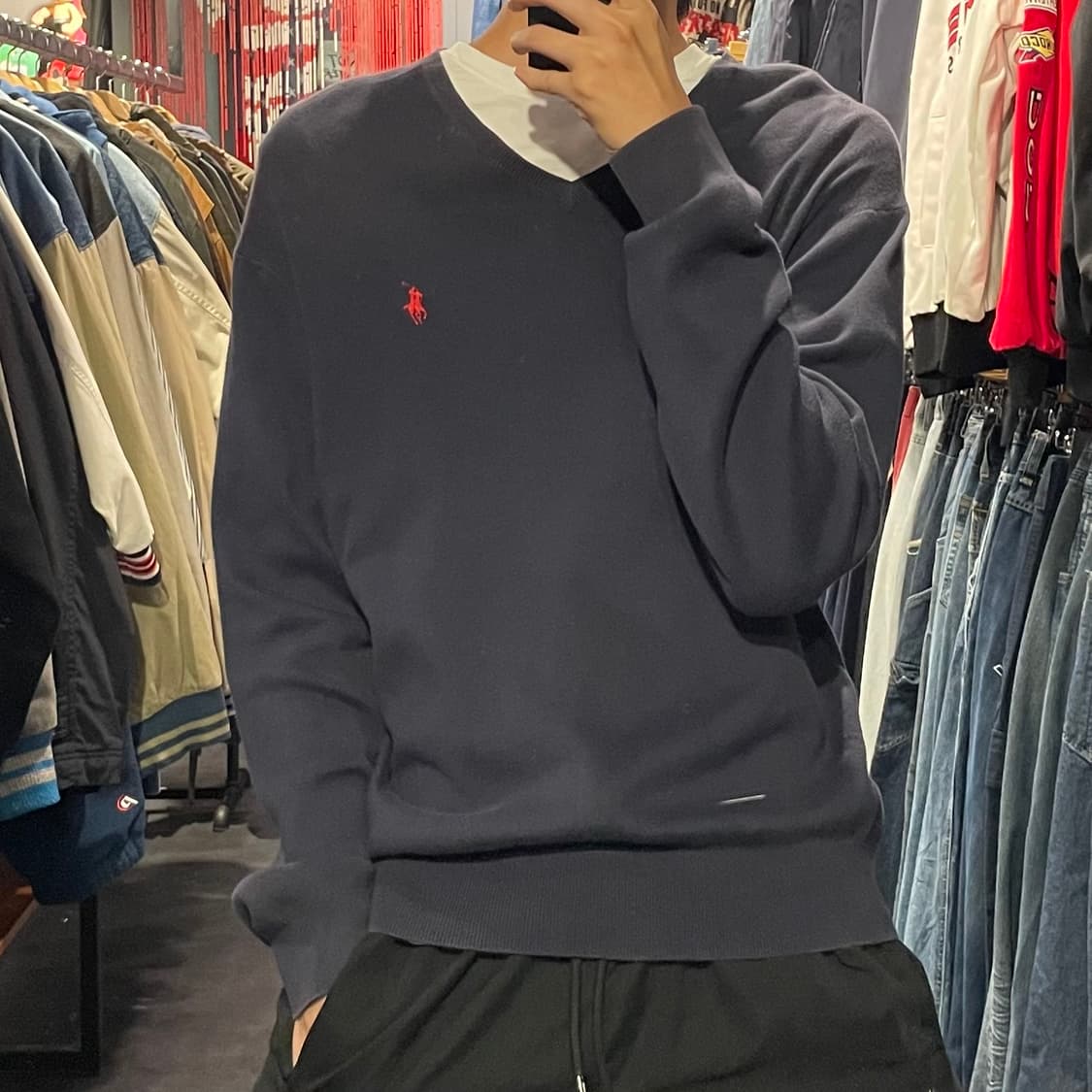[IM] Polo 폴로 네이비 브이넥 긴팔니트 상품이미지2