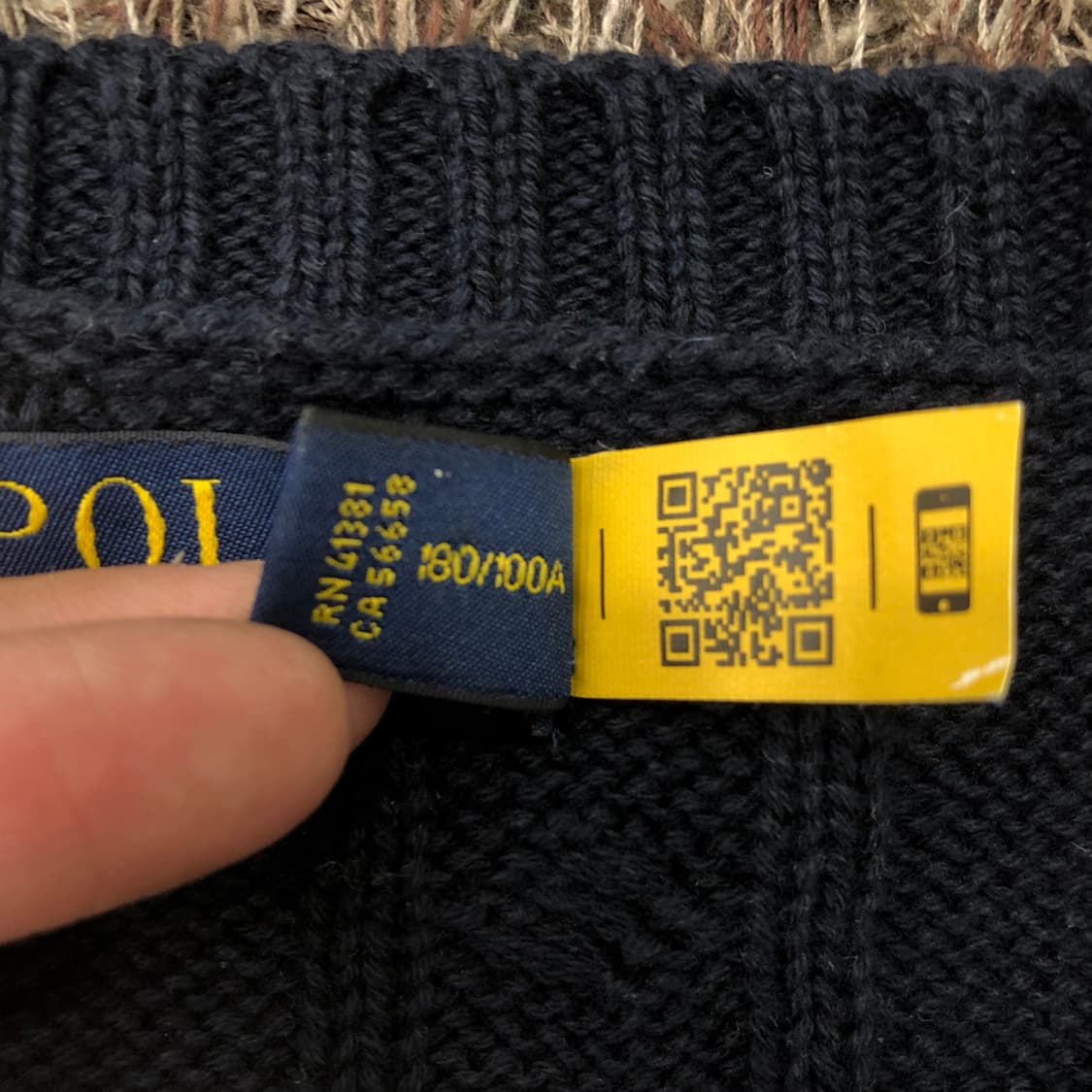 L 폴로 랄프로렌 신형 네이비 케이블 꽈배기 니트 상품이미지6