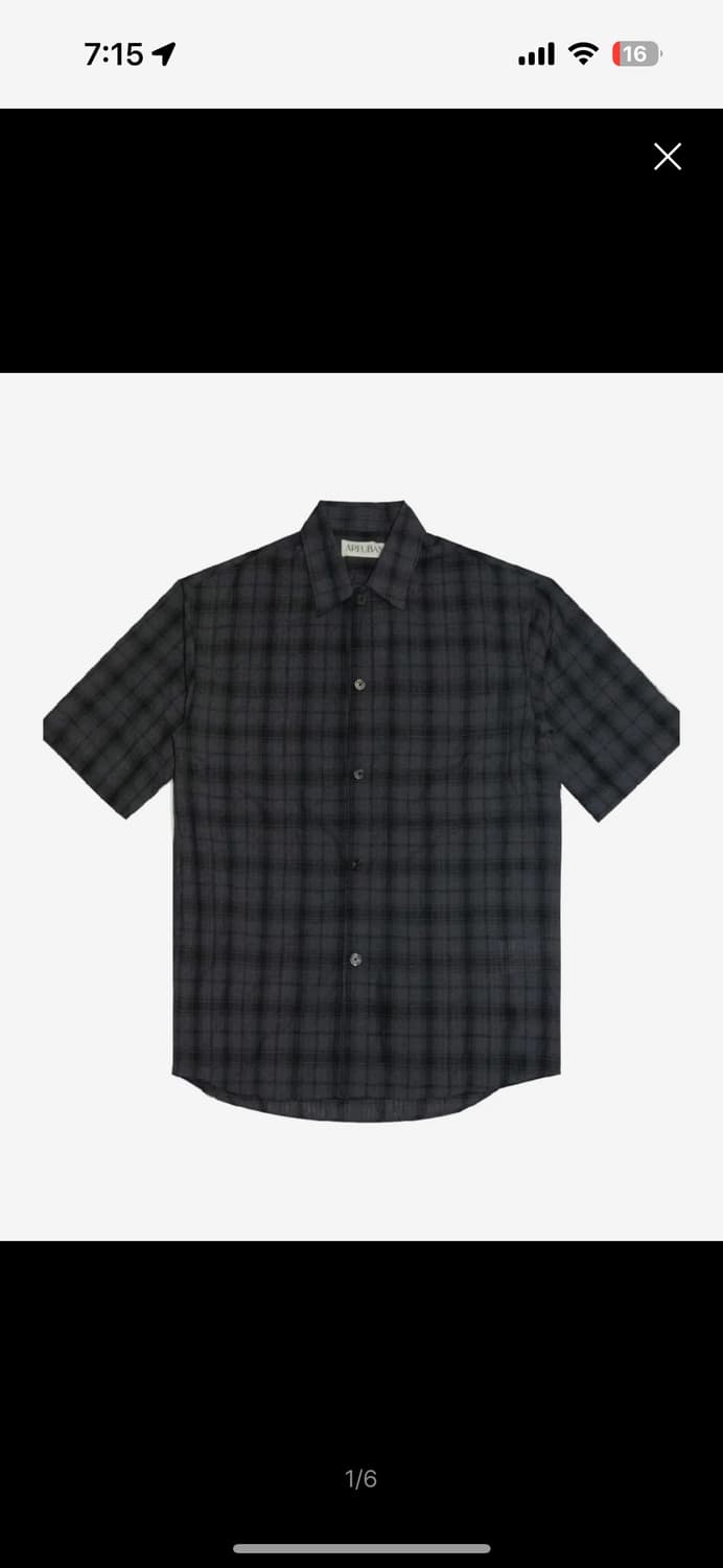 아르반 베이직 루즈드 타탄 체크 하프 셔츠 차콜 2사이즈 상품이미지1