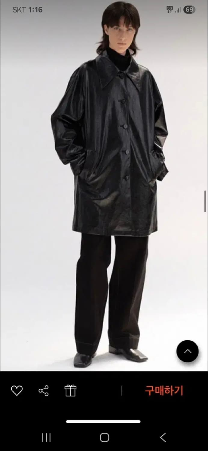 le 르  레더 코트  페이크 하프 코트 블랙 상품이미지1