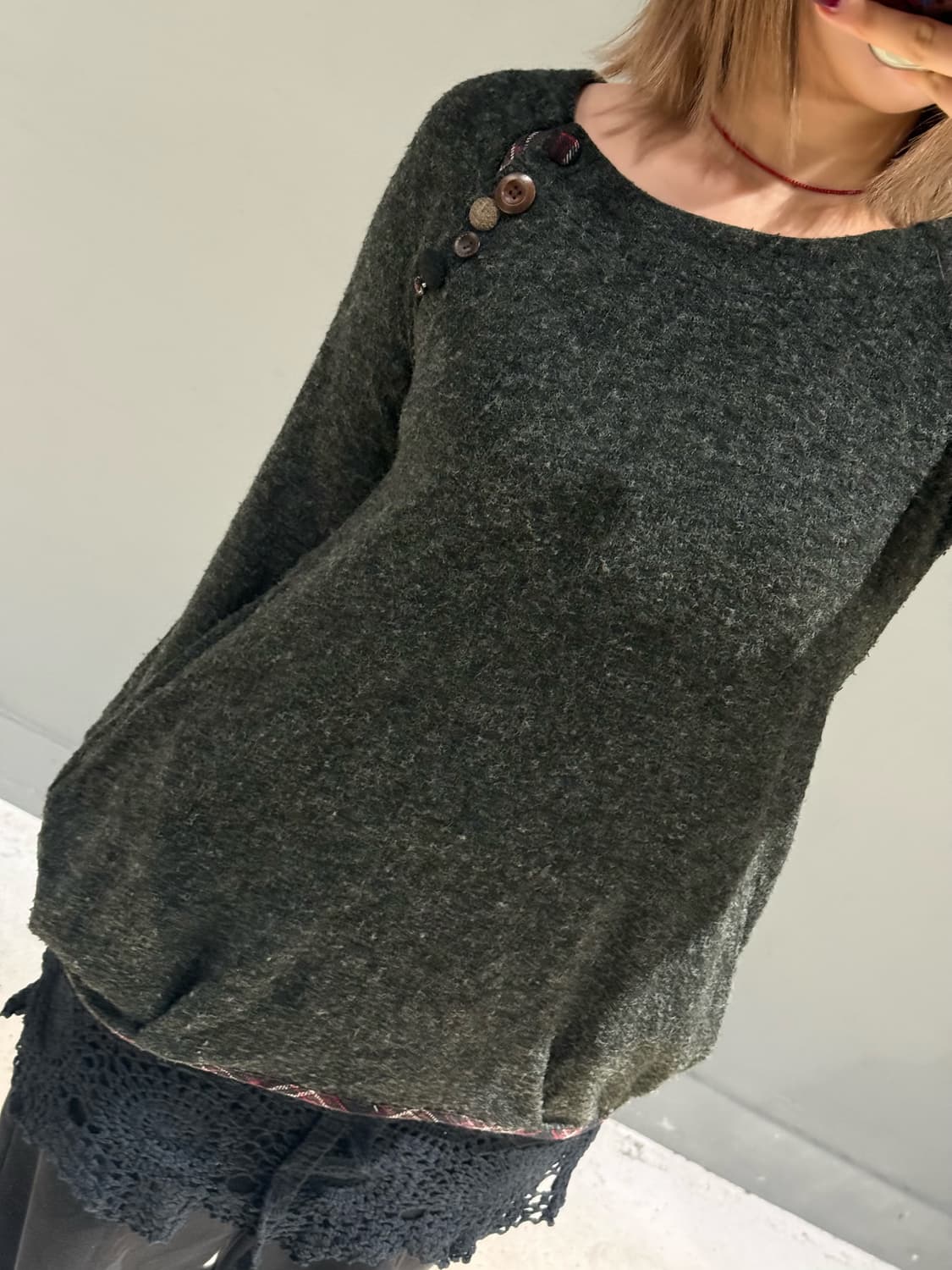 kawaii button point knit sleeve 상품이미지2