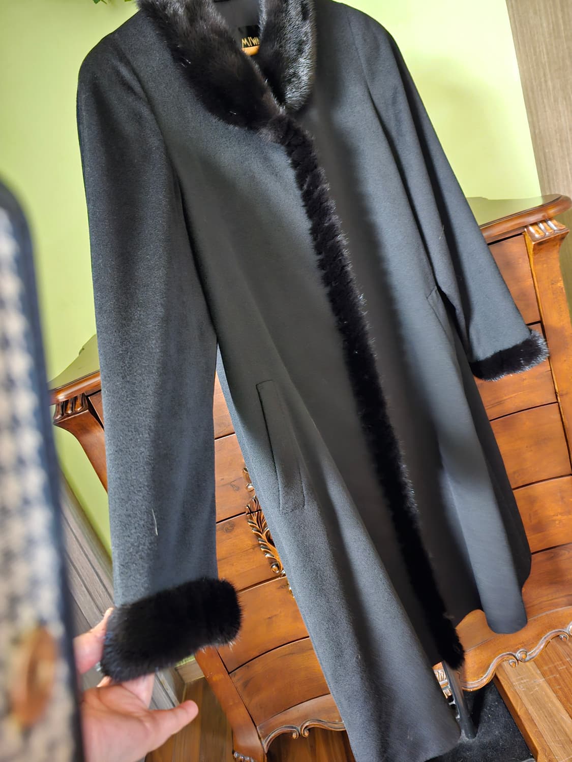 캐시미어100% 밍크배색 코트 상품이미지4