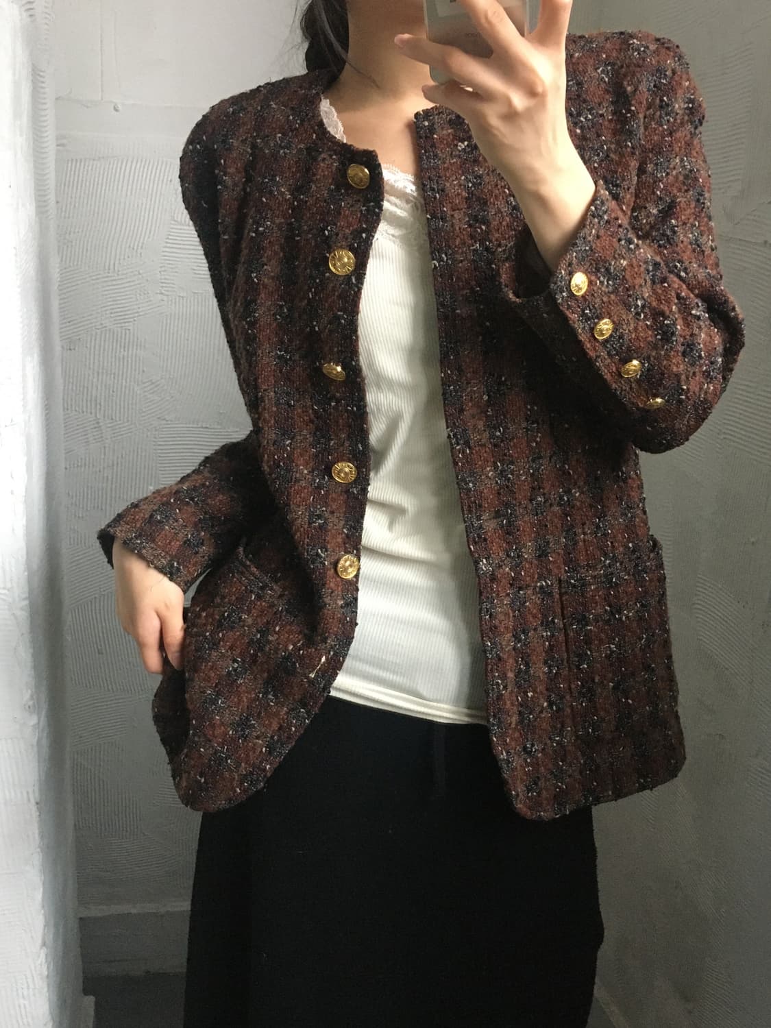 Chanel 샤넬 90’s 브라운 멀티컬러 트위드 자켓  상품이미지3