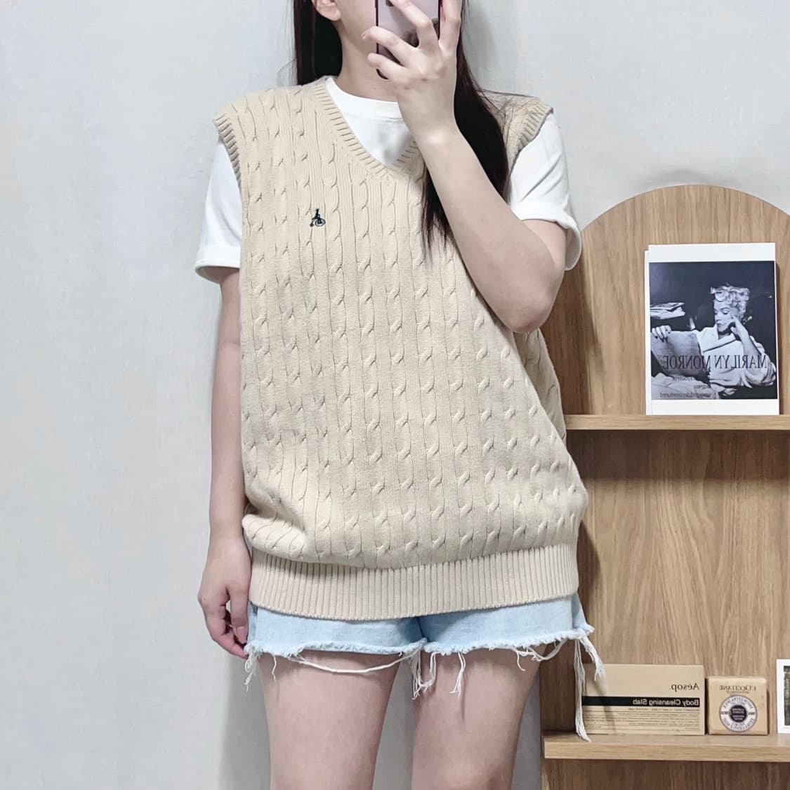 [정품] 빈폴 베이지 꽈배기 니트조끼 [ 105 ] 상품이미지2