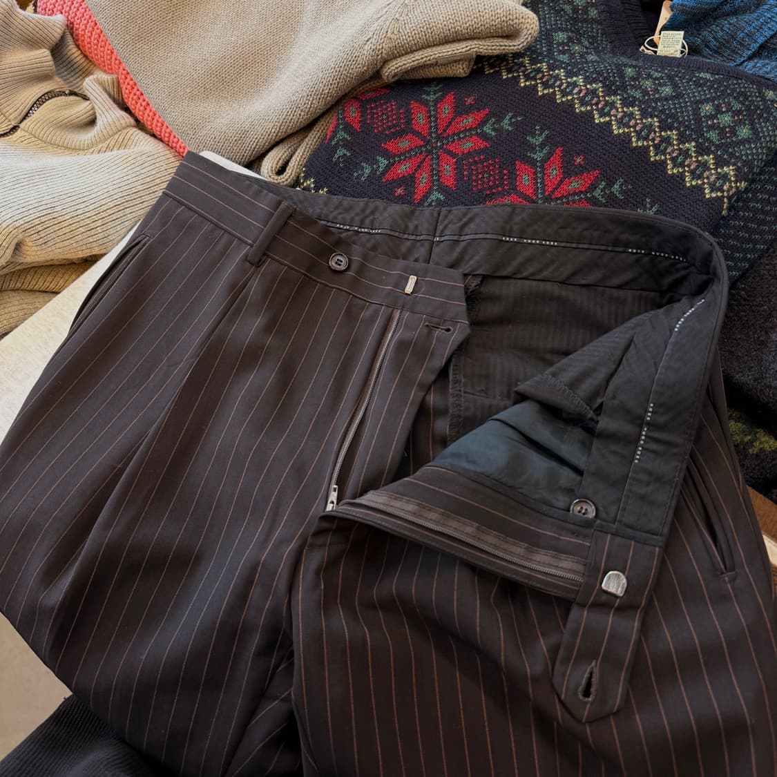 90S 휴고 보스 스트라이프 원턱 팬츠 아인슈타인/시그마 라인 상품이미지4