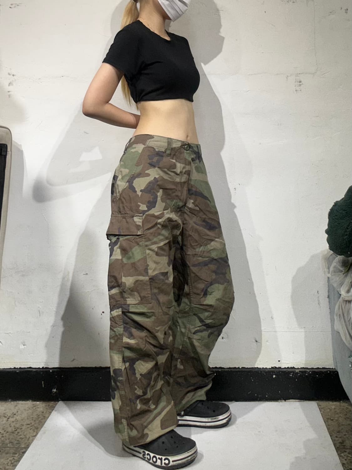 알파 인더스트리 카키 카모 와이드 카고 팬츠 L 상품이미지1