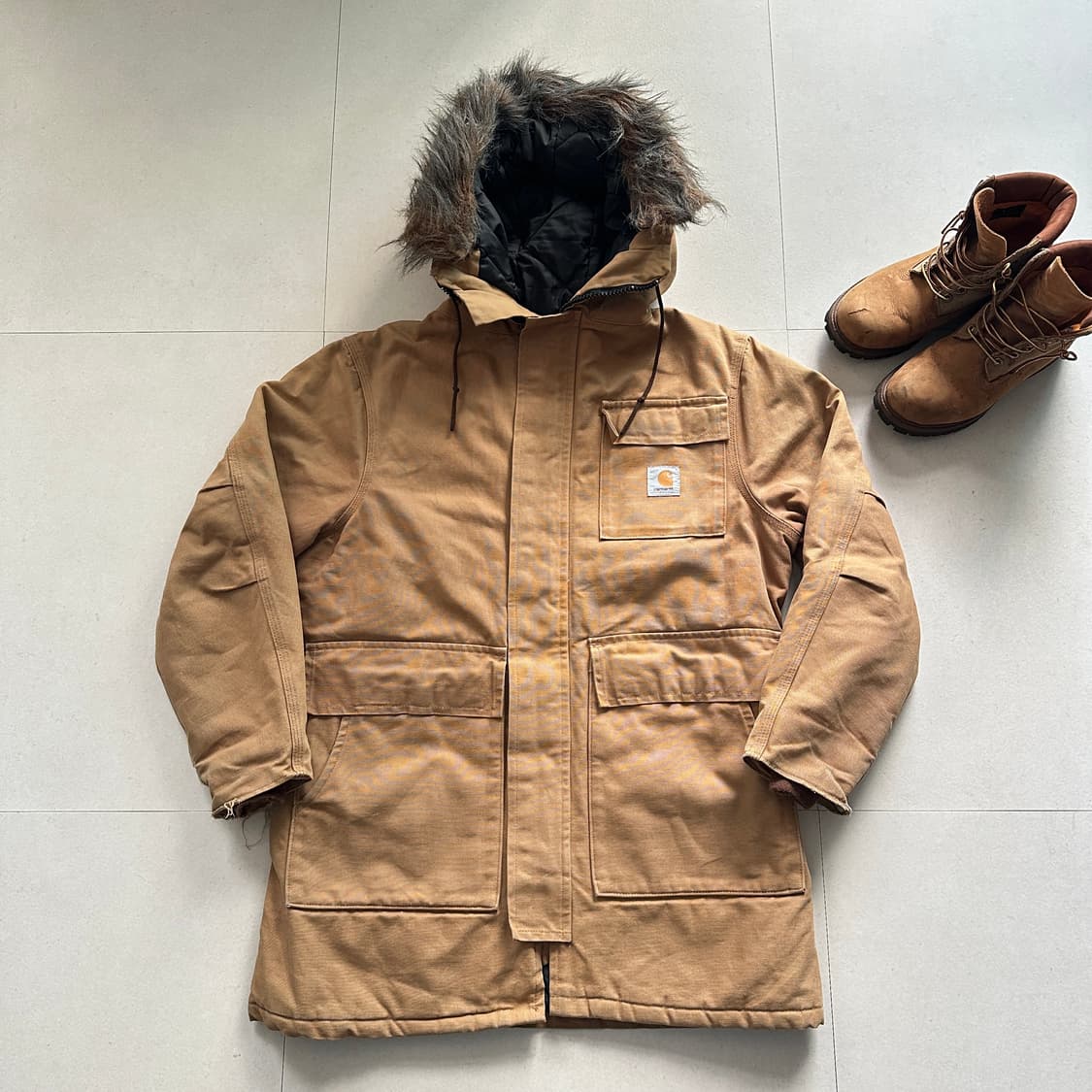 90s 칼하트 시베리안 워크 덕 파카 MADE IN USA (M) 상품이미지1