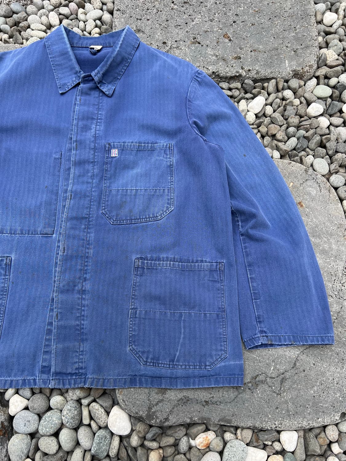 FADED WASHING BLUE "HBT" 헤링본트윌코튼 프렌치워크자켓 상품이미지5