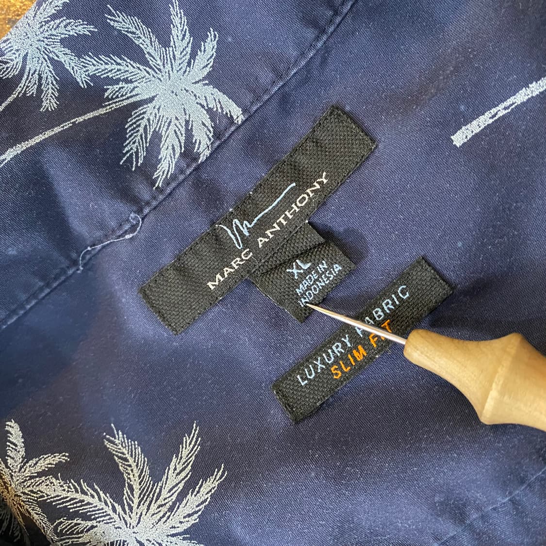 빈치지 야자수 반팔 셔츠 네이비 상품이미지2