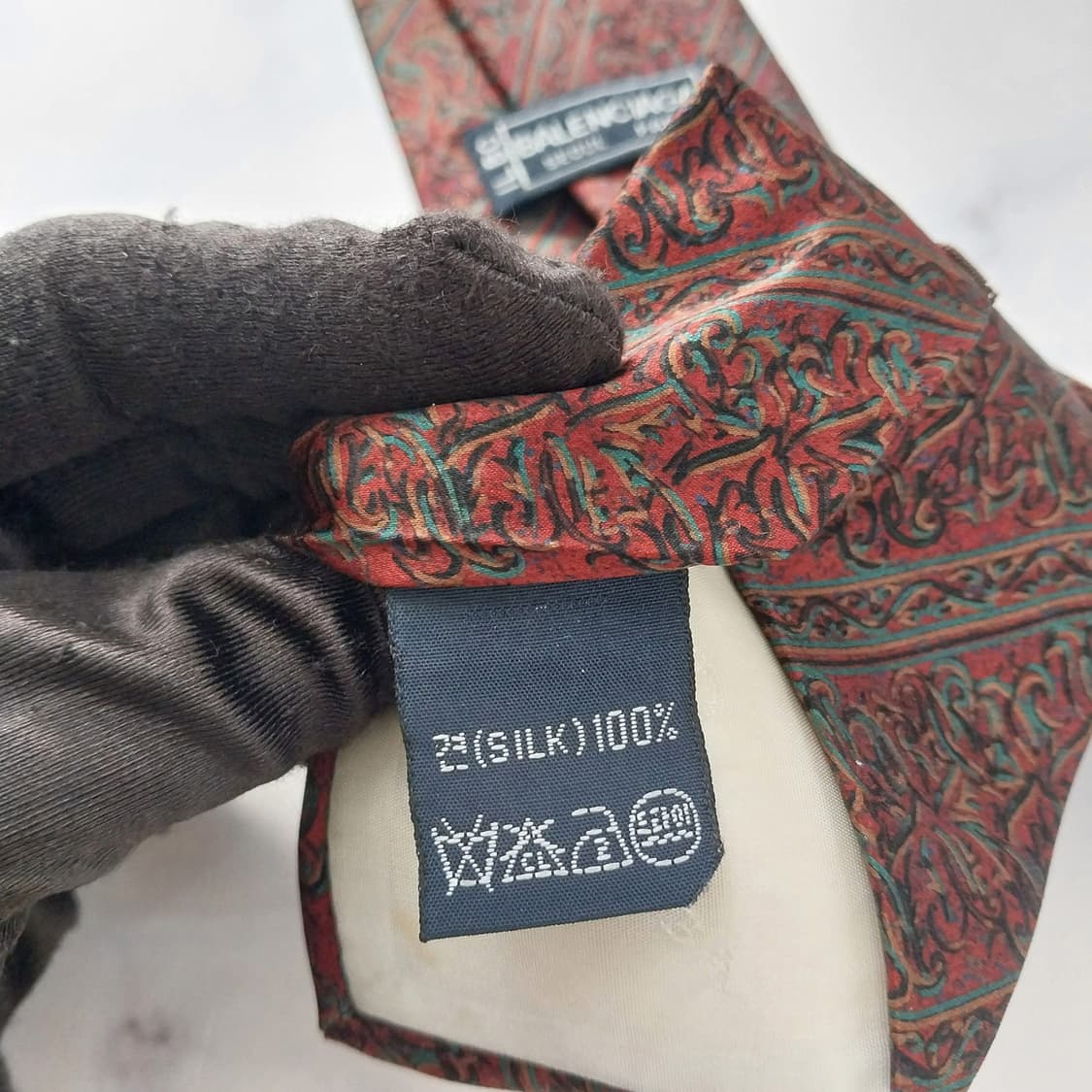 발렌시아가 실크 브라운 페이즐리 넥타이 8.5cm A+~A등급 K1820 상품이미지9