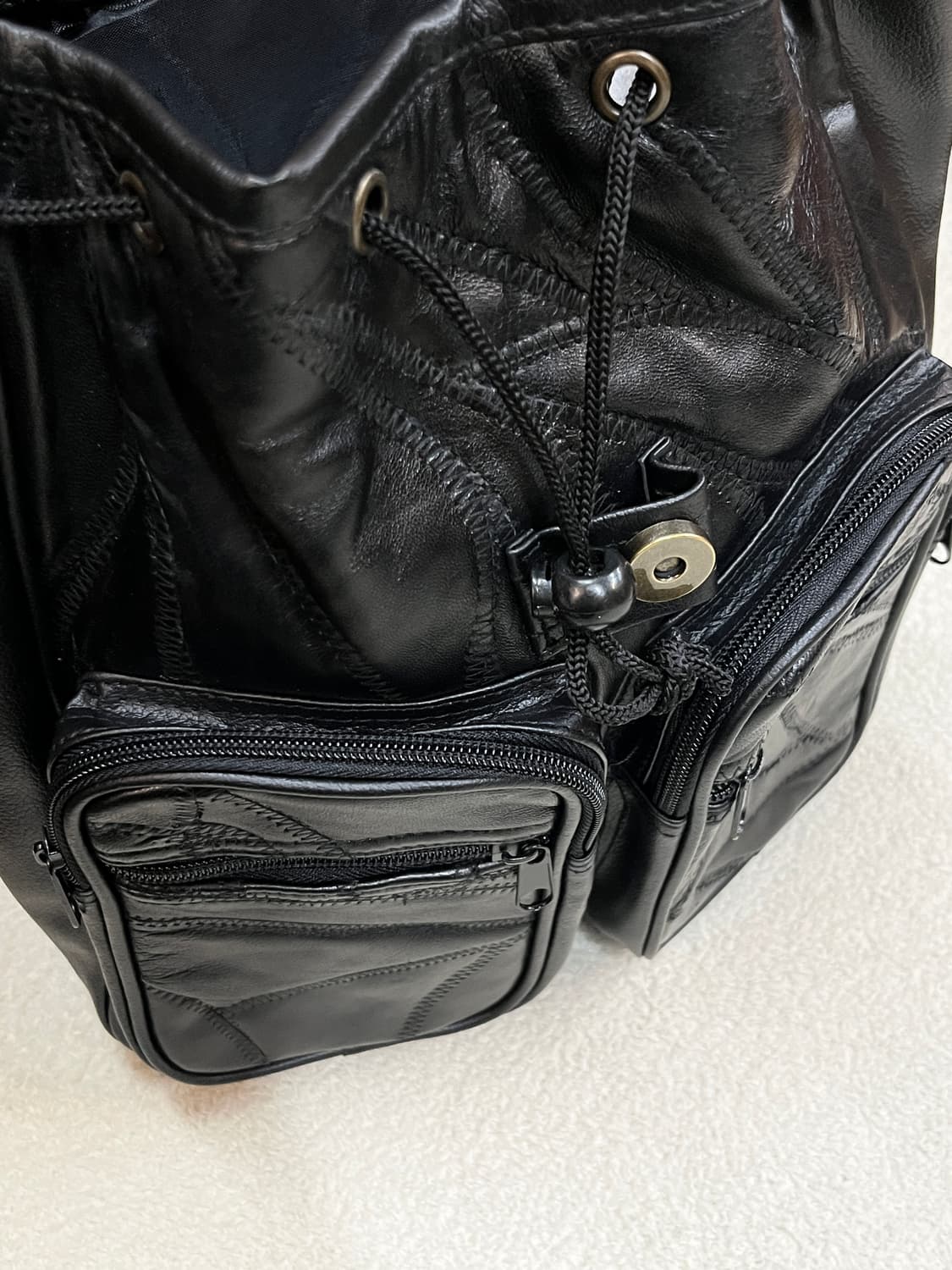 (Deadstock)소가죽 패치워크 백팩 블랙 상품이미지8