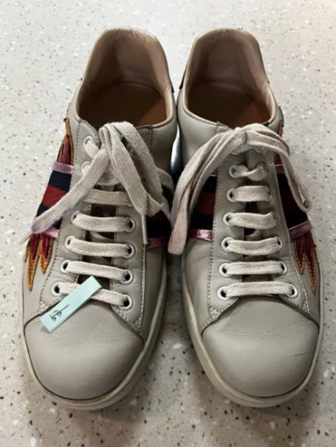 [정품] 구찌 화이트레더 사이드 삼색로고 스니커즈 265 상품이미지3
