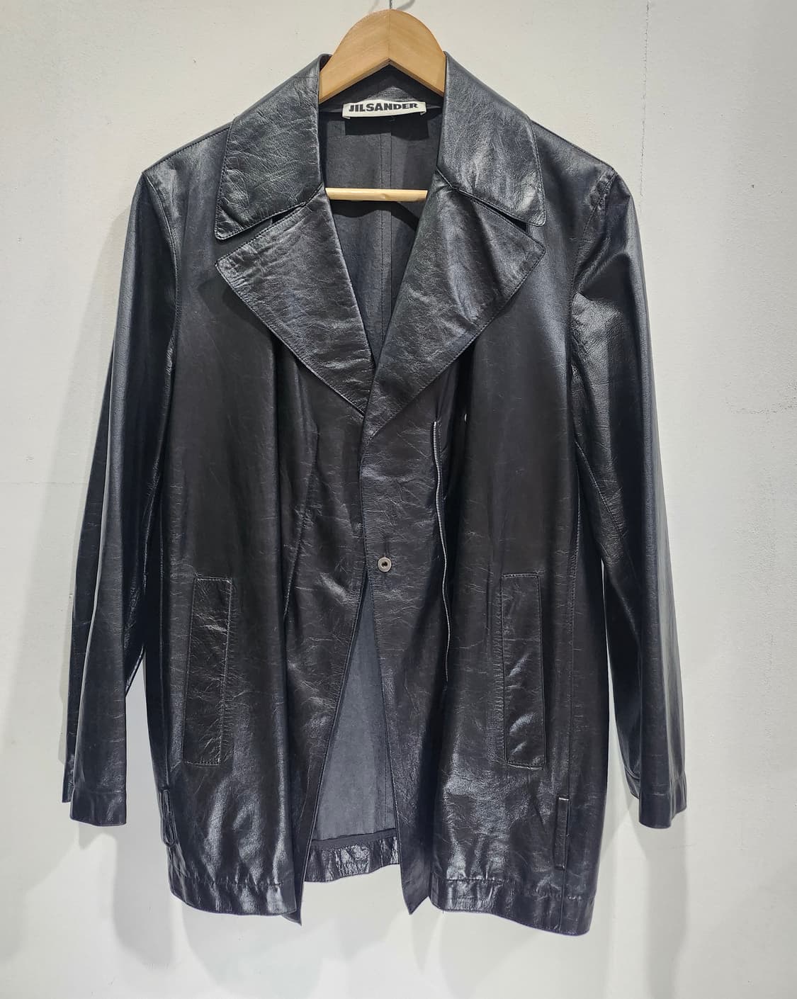 질샌더 블랙 레더 자켓 42 정품 상품이미지1