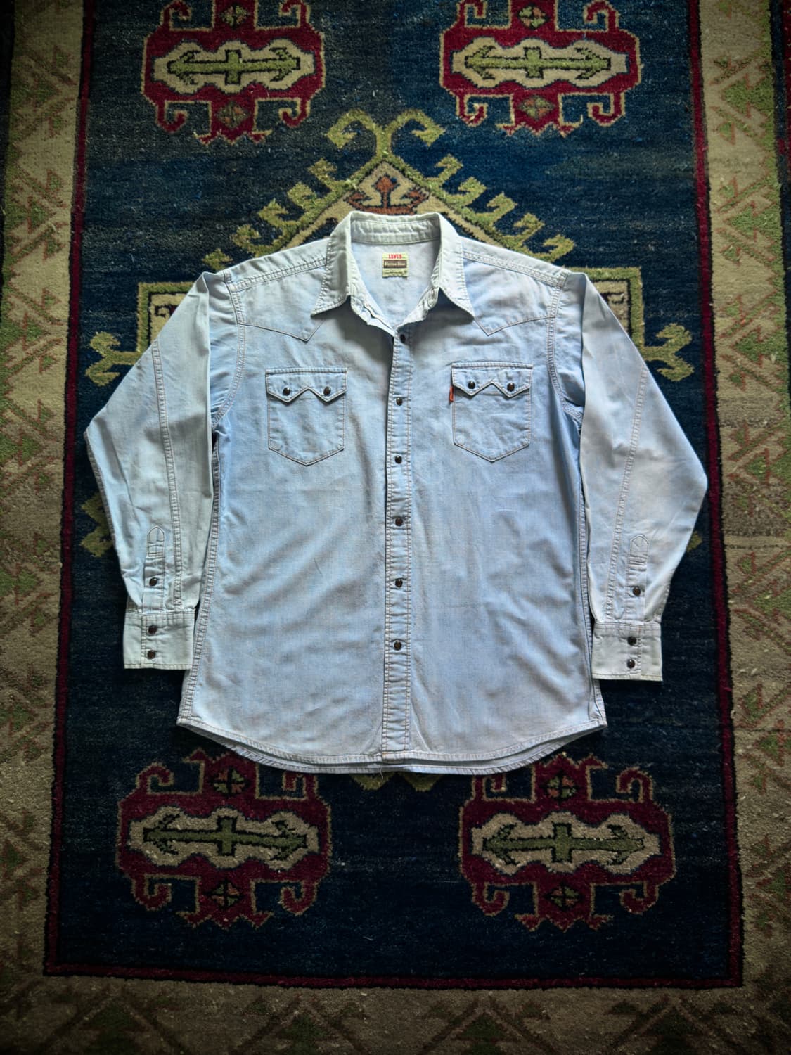 90s Levi's 웨스턴 샴브레이 셀비지 셔츠 상품이미지1