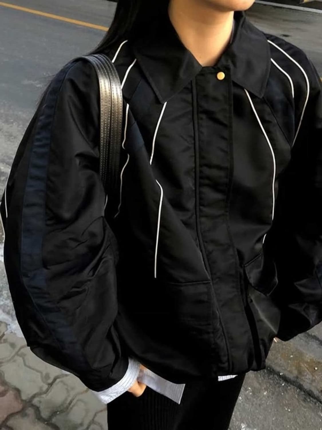 유센틱 라인 캐주얼 집업 점퍼 블랙 상품이미지3