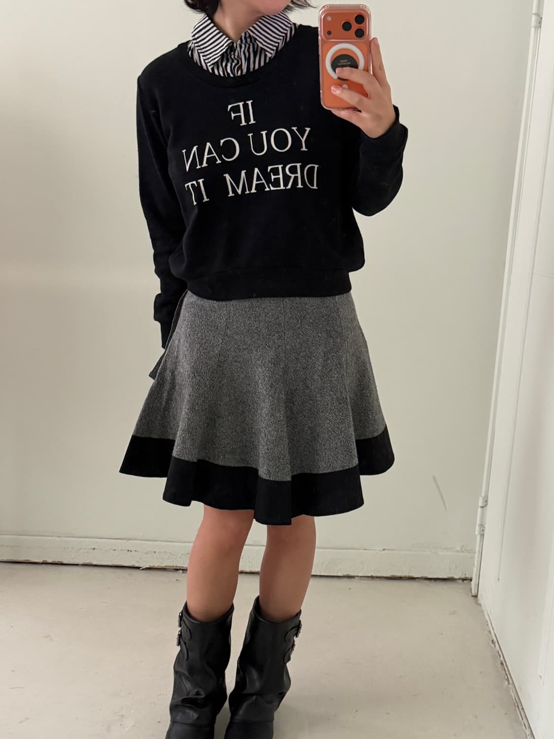 일본빈티지 블랙 셔츠 레이어드 스웻 상품이미지1