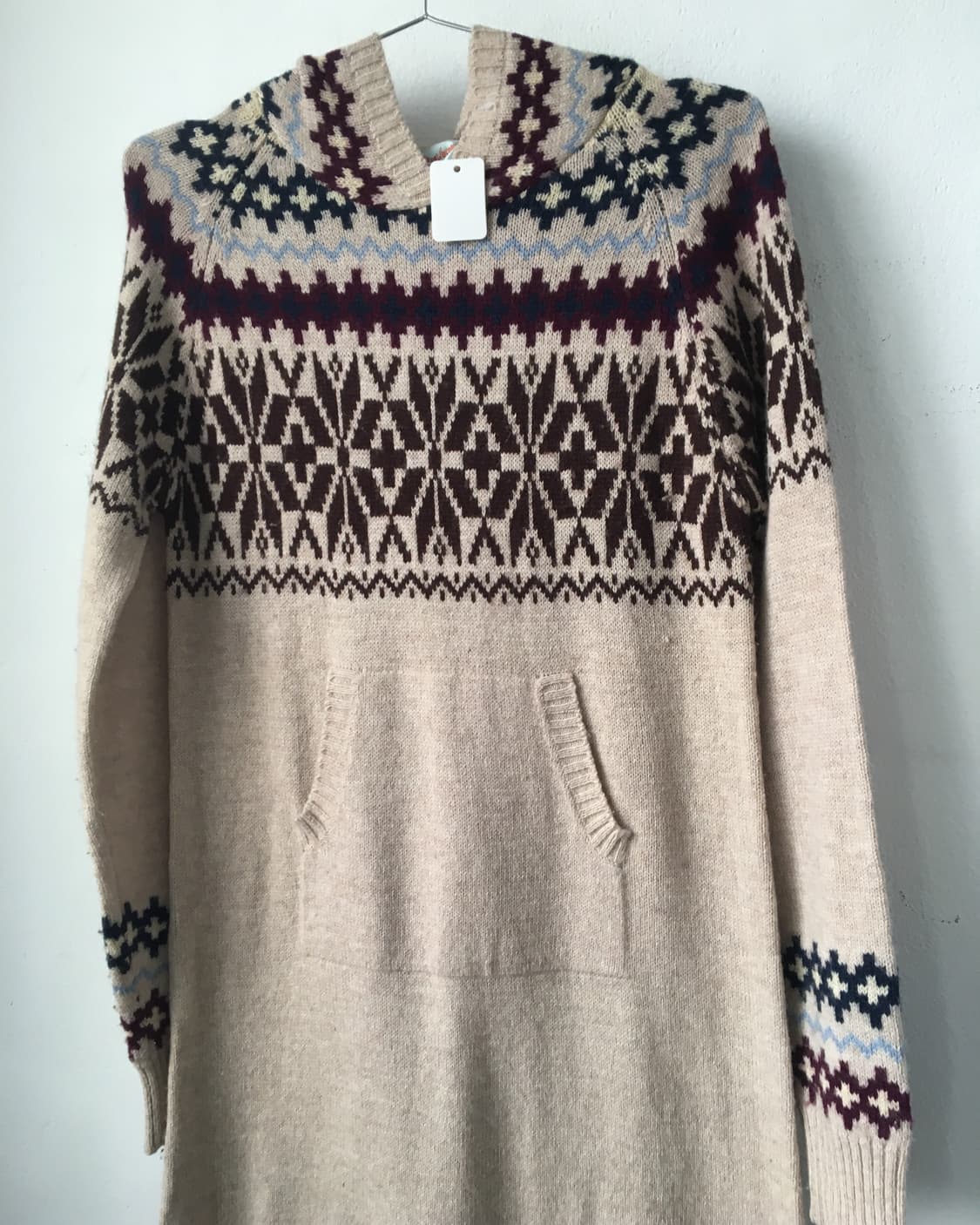 Nordic pattern hood knit onepiece 상품이미지5