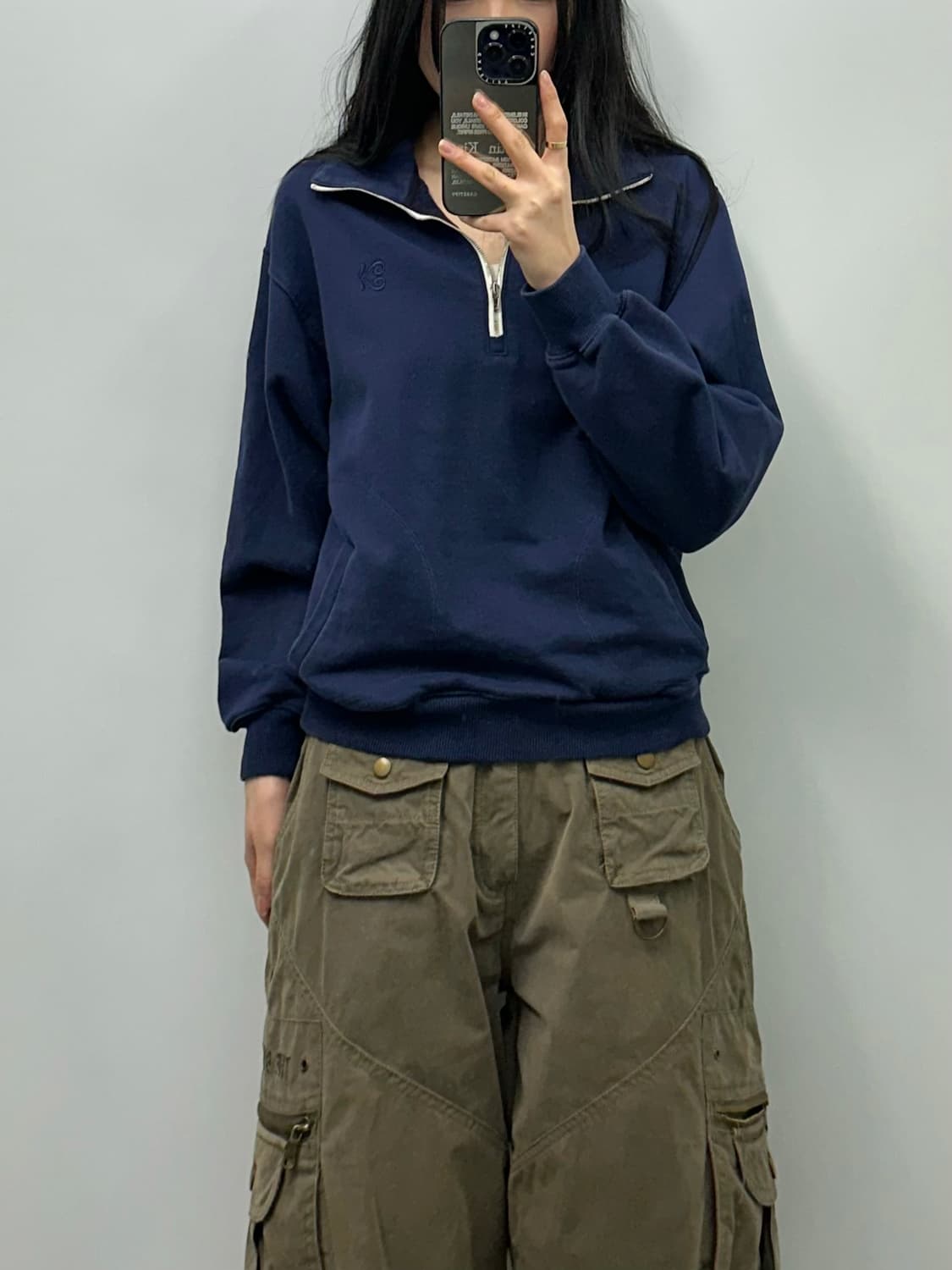 Kijun 기준 네이비 하프집업 맨투맨 상품이미지1