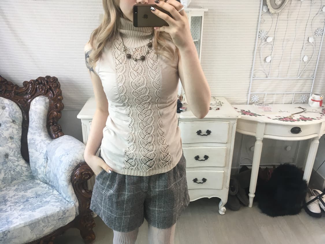 jpn vintage beige crochet sleeveless 상품이미지4