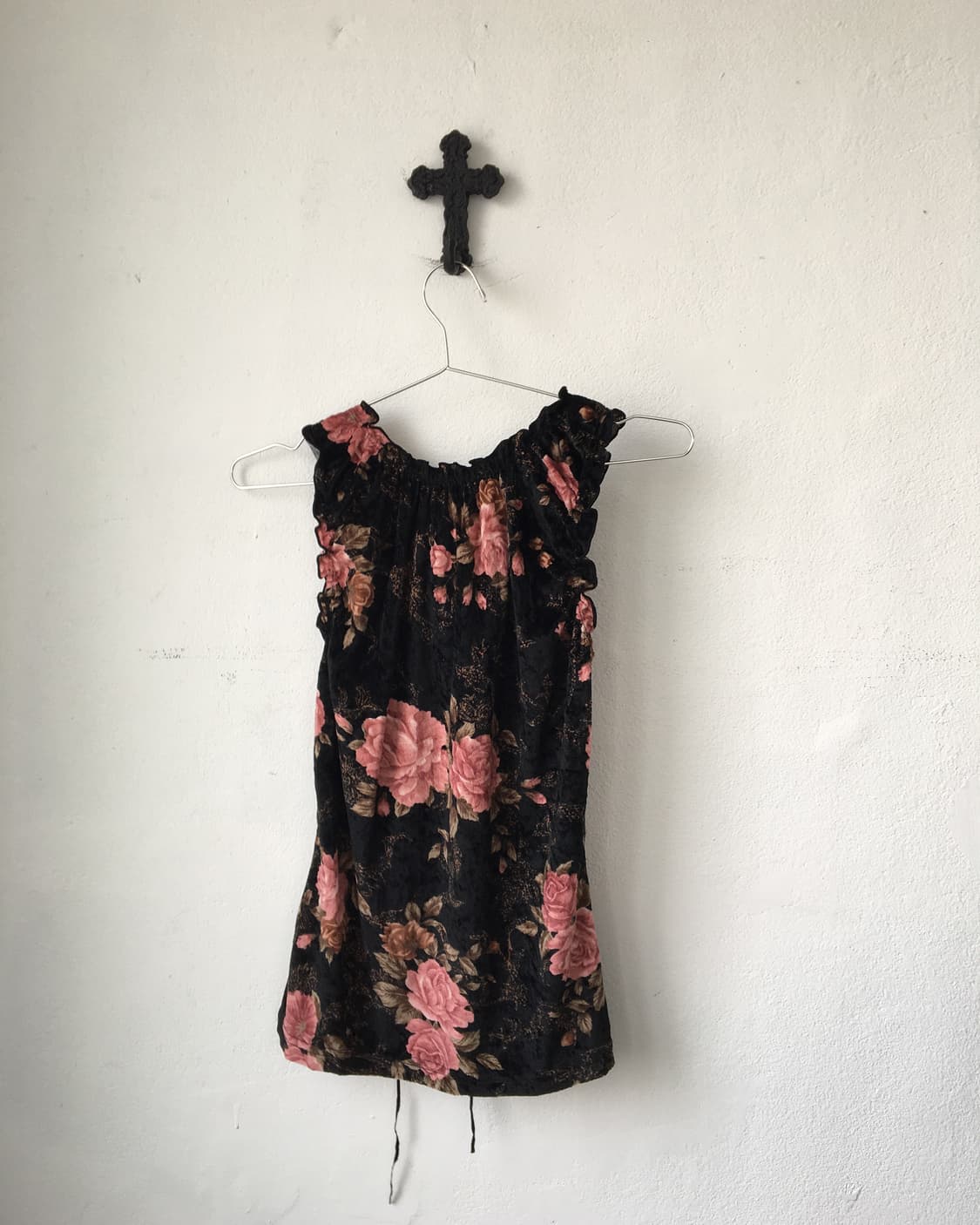 Flower pattern velvet sleeveless 상품이미지3