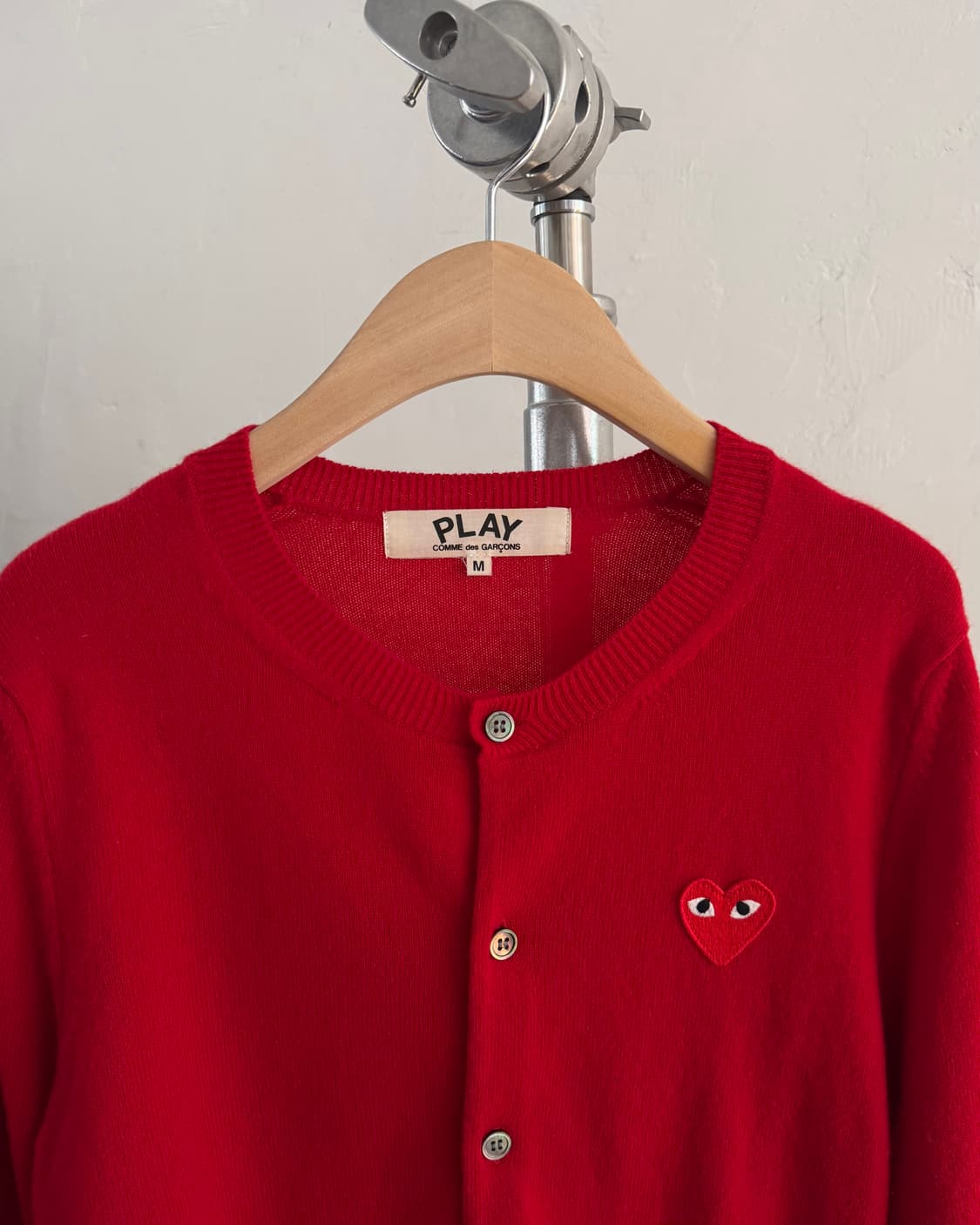 COMMEdesGARCONS 꼼데가르송 레드와펜 레드컬러 울 유넥 가디건 상품이미지2