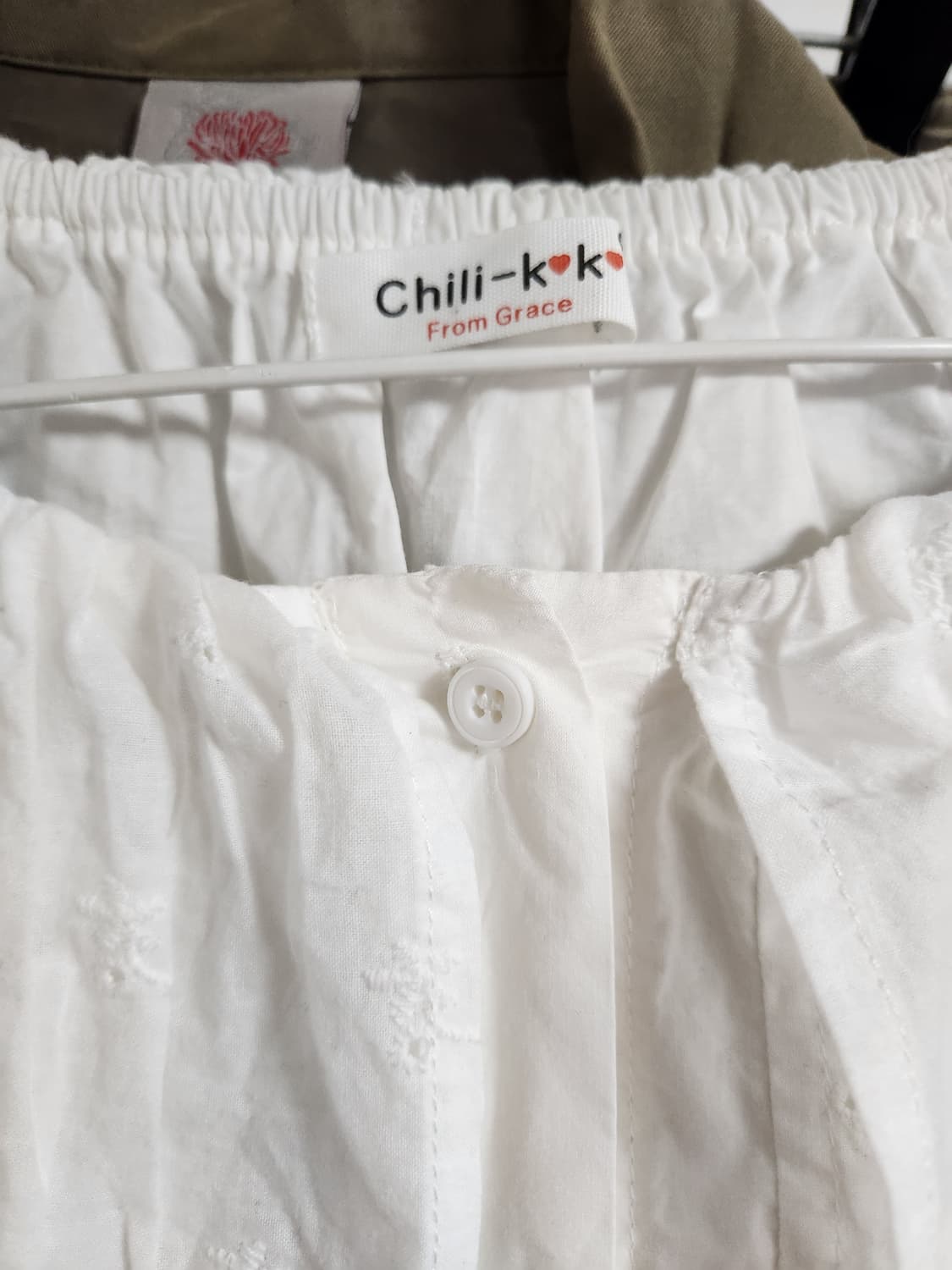 빅사이즈 레이스 펀칭 블라우스 화이트 F 상품이미지3