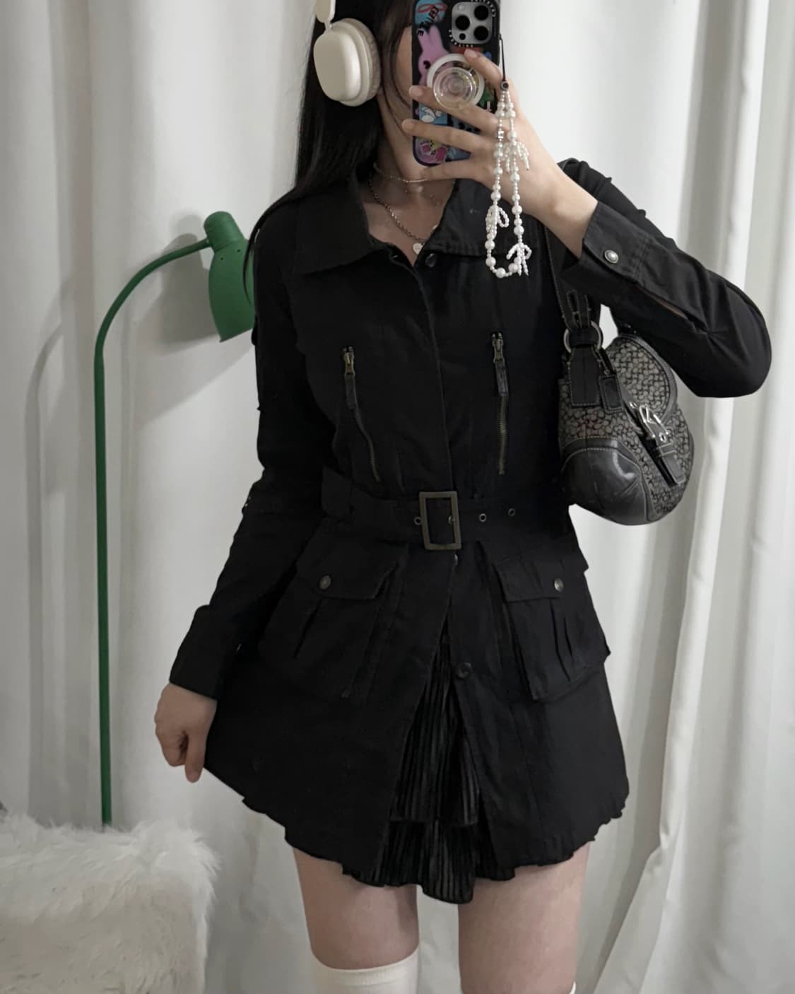 블랙 Y2K 벨트 자켓 상품이미지3