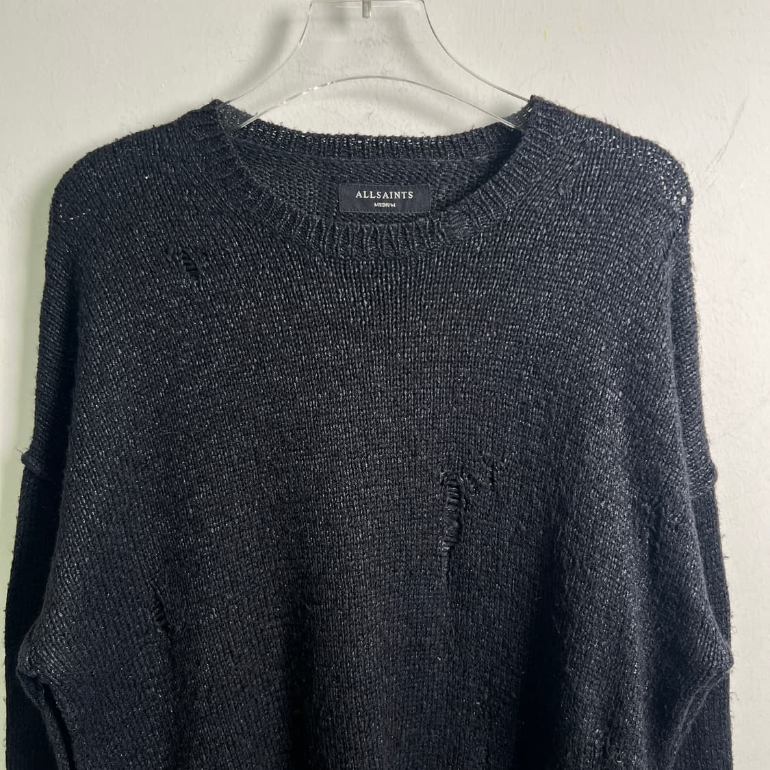 올세인츠 블랙 디스트로이드 데미지 니트 스웨터 M 상품이미지4