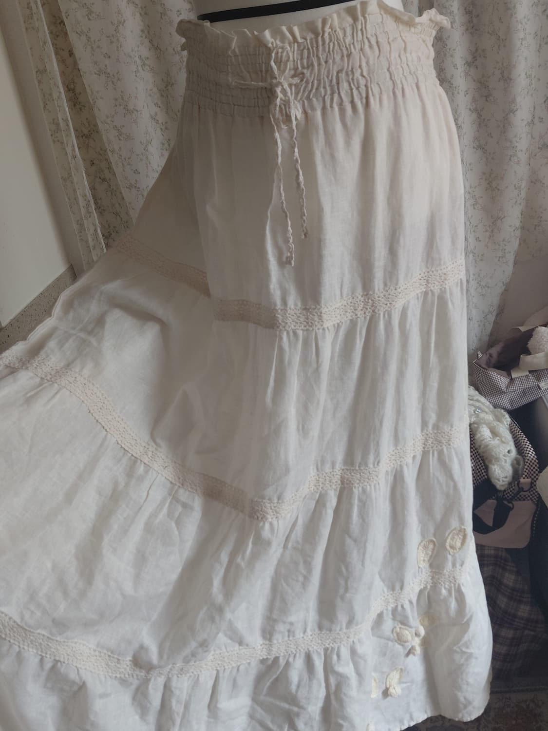 [일본빈티지] 아이보리 레이스 캉캉 롱 스커트 상품이미지2